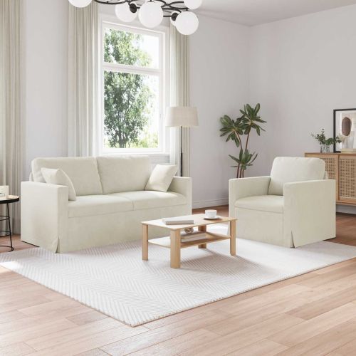 Комплект дивани 2 pcs Крем 158 x 78 x 80 см Кадифе