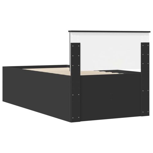 Легло-диван с чекмедже Черно 90 x 200 cm Инженерно дърво