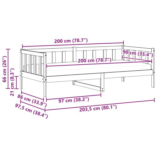 Дневно легло с матрак с таблото Восъчен кафяв и бял 90 x 200 cm