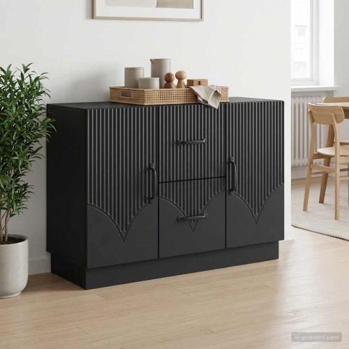 Служебен шкаф Черно 89 x 34,5 x 57 см Инженерна дървесина