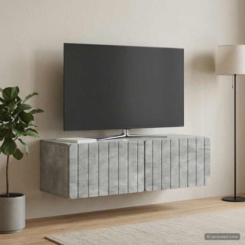 Стенно монтиран ТВ шкаф 98 x 41 x 30 см Бетонно сиво
