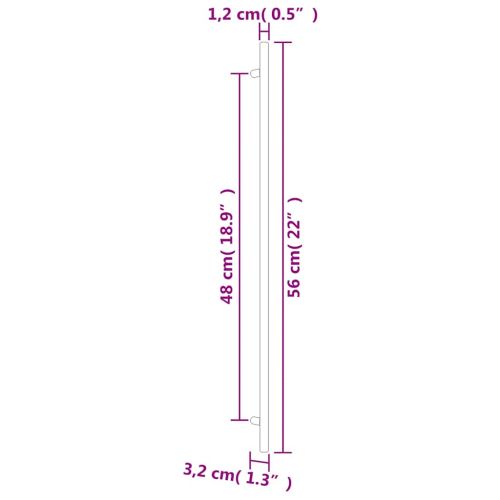 Дръжки за шкафове, 10 бр, черни, 480 мм, неръждаема стомана