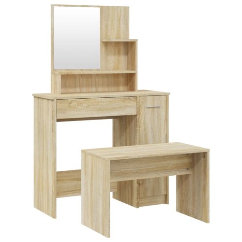 Комплект тоалетка, сонома дъб, 86,5x35x136 см