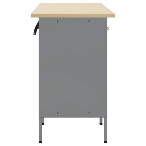 Работен кабинет с чекмедже 3 pcs Черен и Сив 150 x 55 x 85 см