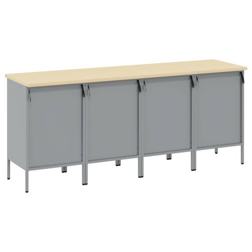 Работен кабинет с чекмедже 4 pcs Черен и Сив 200 x 55 x 85 см