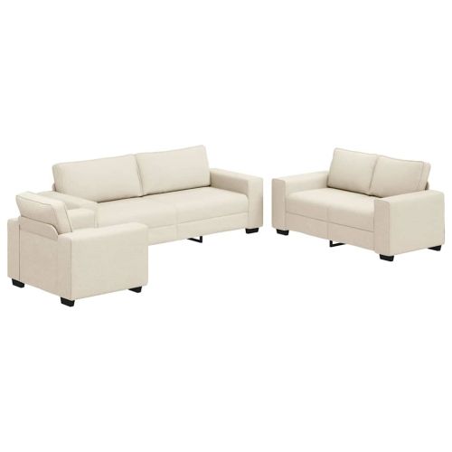 Диван 3 pcs Бежово 221 x 80 x 82 см Ленена смесена тъкан