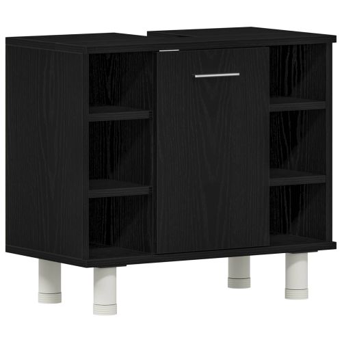 Комплект мебели за баня с рафт 4 pcs Черно 30 x 30 x 179,5 см