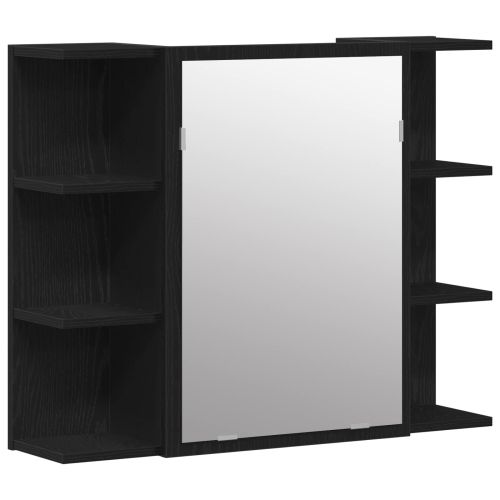 Комплект мебели за баня с рафт 4 pcs Черно 30 x 30 x 179,5 см