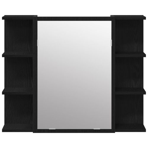 Комплект мебели за баня с рафт 4 pcs Черно 30 x 30 x 179,5 см
