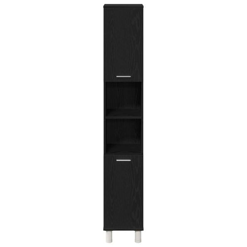 Комплект мебели за баня с рафт 4 pcs Черно 30 x 30 x 179,5 см