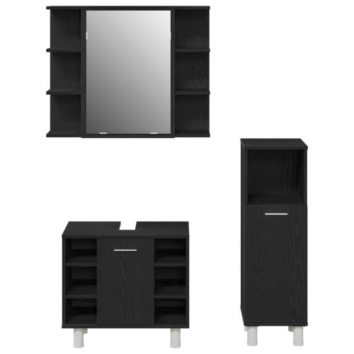 Комплект мебели за баня с рафт 3 pcs Черно 30 x 30 x 99,5 см