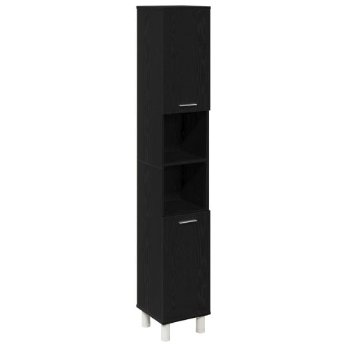 Комплект мебели за баня с рафт 3 pcs Черно 30 x 30 x 179,5 см