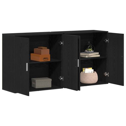 Служебен шкаф 2 pcs Черния дъб 79 x 38 x 80 см Инженерно дърво