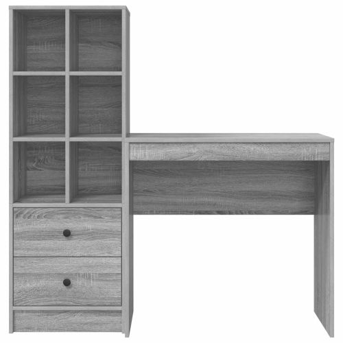 Бюро с чекмедже с рафт със съхранение 2 pcs Сив Сонома