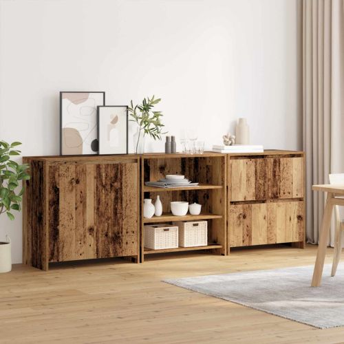 Служебен шкаф 3 pcs Старо дърво 70 x 41 x 75 см Инженерно дърво