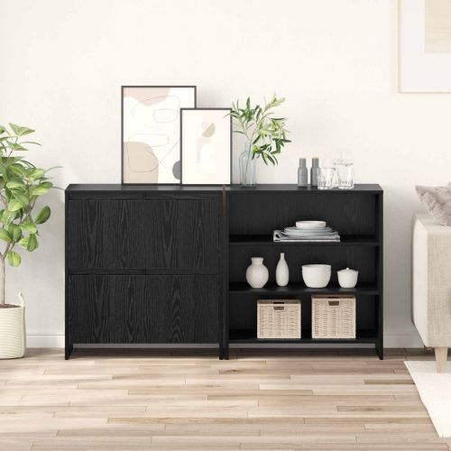 Служебен шкаф 2 pcs Черния дъб 70 x 41 x 75 см Инженерно дърво