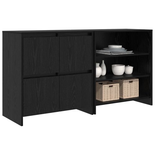 Служебен шкаф 2 pcs Черния дъб 70 x 41 x 75 см Инженерно дърво