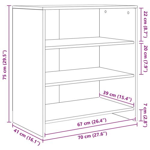 Служебен шкаф 2 pcs Черния дъб 70 x 41 x 75 см Инженерно дърво