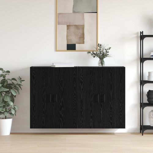 Стенно шкафче 2 pcs Черния дъб 69,5 x 34 x 90 см