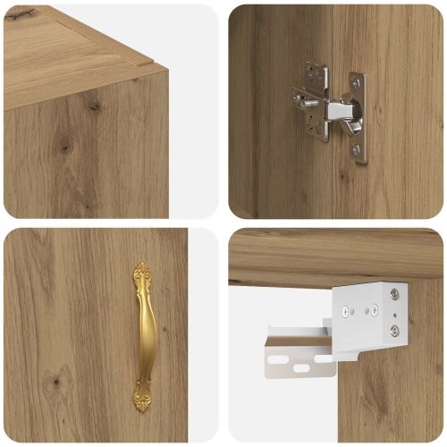 Стенно шкафче 2 pcs Дъб 69,5 x 34 x 90 см Инженерно дърво