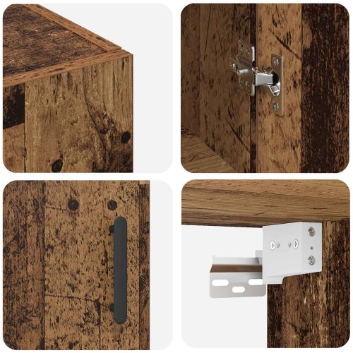 Стенно шкафче 2 pcs Старо дърво 69,5 x 34 x 90 см