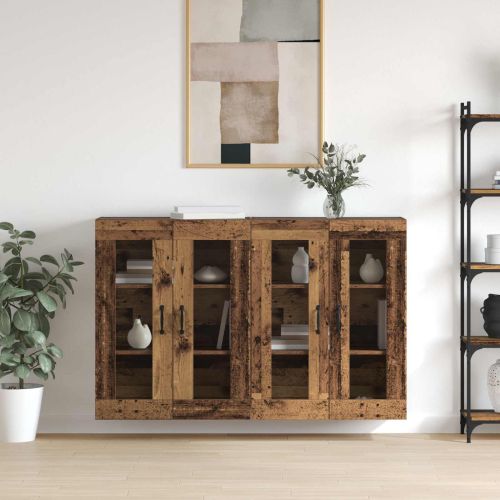 Стенни шкафове 2 pcs Старо дърво 69,5 x 34 x 90 см