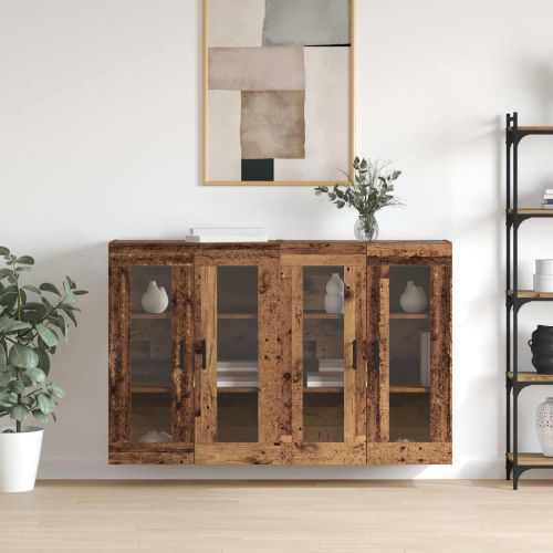 Стенни шкафове 2 pcs Старо дърво 69,5 x 34 x 90 см