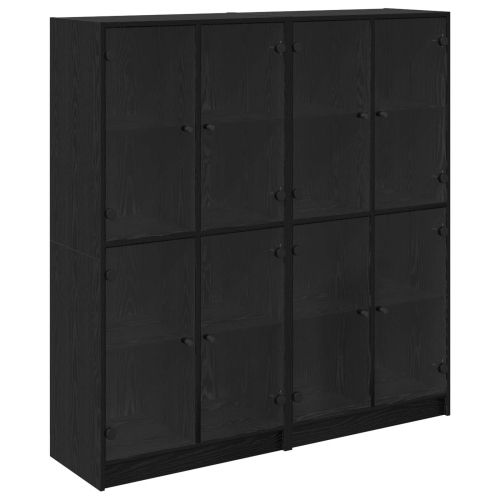 Висок шкаф 2 pcs Черния дъб 68 x 37 x 142 см Инженерно дърво