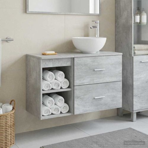 Комплект мебели за баня 2 pcs Бетонно сиво Инженерна дървесина