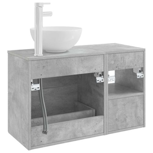 Комплект мебели за баня 2 pcs Бетонно сиво Инженерна дървесина