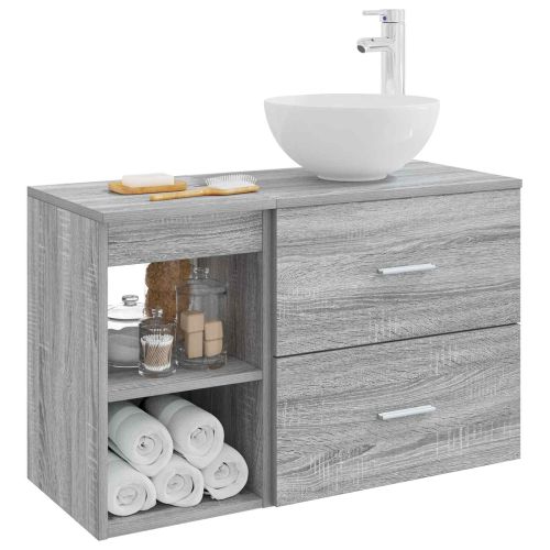 Комплект мебели за баня 2 pcs Сив Сонома Инженерна дървесина