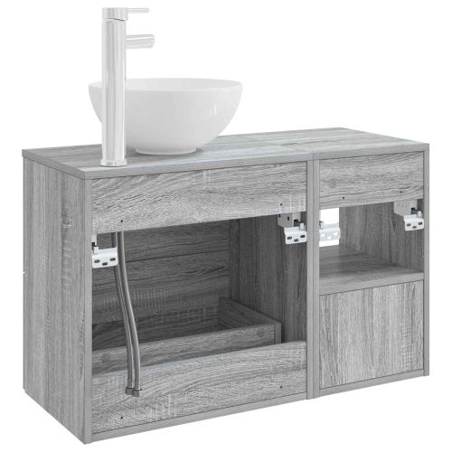 Комплект мебели за баня 2 pcs Сив Сонома Инженерна дървесина