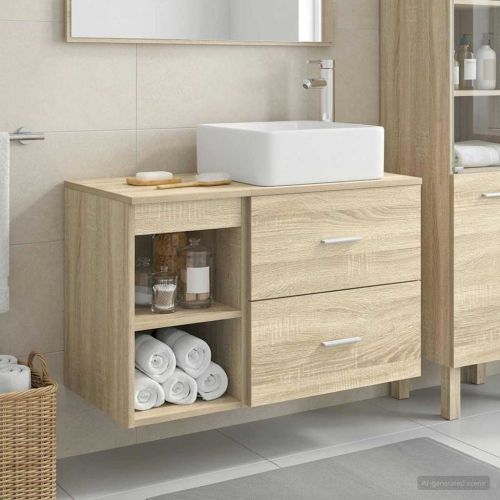 Комплект мебели за баня 2 pcs Дъб сонома Инженерна дървесина