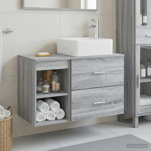 Комплект мебели за баня 2 pcs Сив Сонома Инженерна дървесина