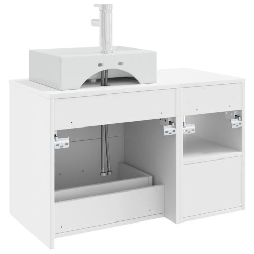 Комплект мебели за баня 2 pcs Бяло Инженерна дървесина