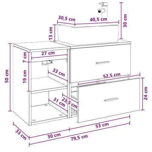 Комплект мебели за баня 2 pcs Дъб сонома Инженерна дървесина