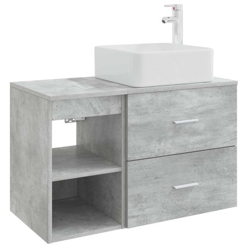 Комплект мебели за баня 2 pcs Бетонно сиво Инженерна дървесина