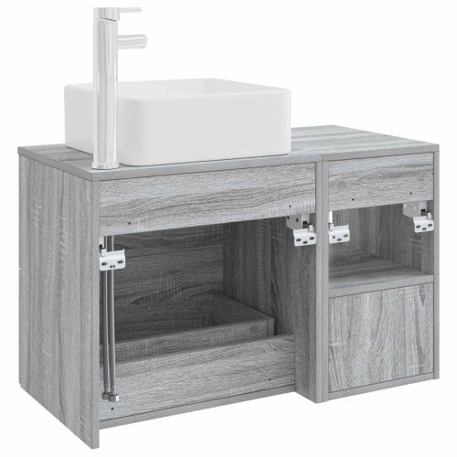 Комплект мебели за баня 2 pcs Сив Сонома Инженерна дървесина