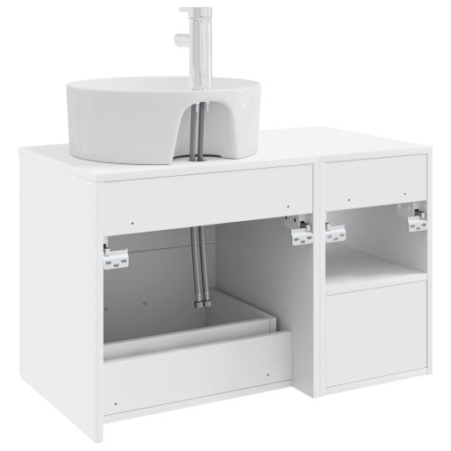 Комплект мебели за баня 2 pcs Бяло Инженерна дървесина