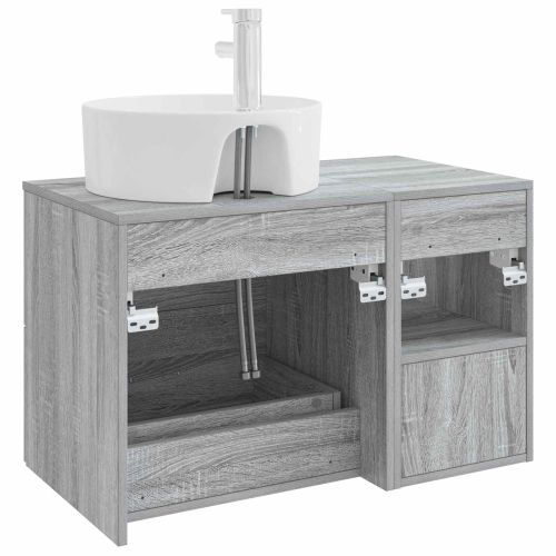 Комплект мебели за баня 2 pcs Сив Сонома Инженерна дървесина