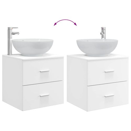 Комплект мебели за баня 2 pcs Бяло Инженерна дървесина