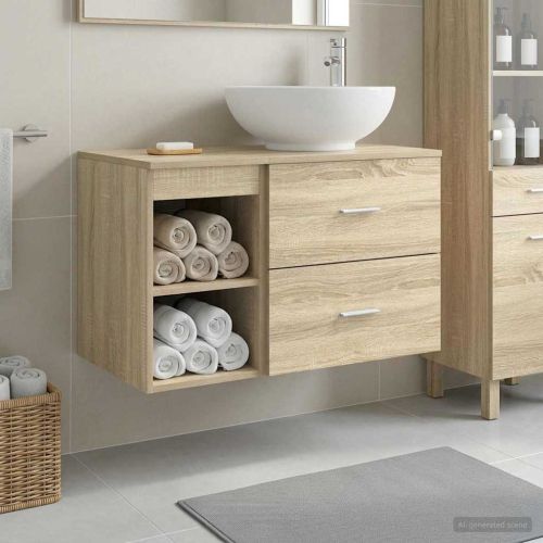 Комплект мебели за баня 2 pcs Дъб сонома Инженерна дървесина