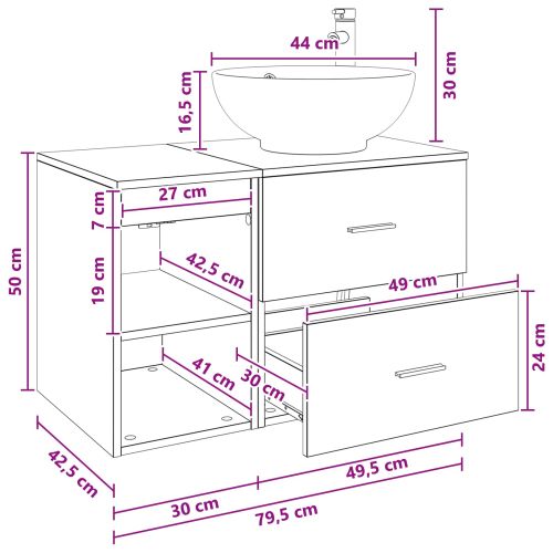 Комплект мебели за баня 2 pcs Дъб сонома Инженерна дървесина