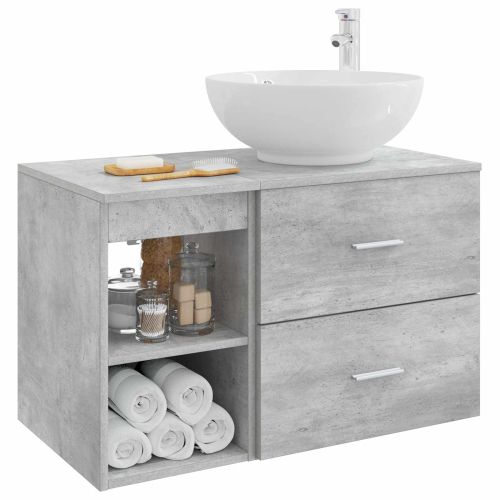 Комплект мебели за баня 2 pcs Бетонно сиво Инженерна дървесина