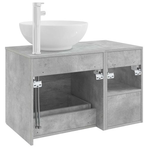 Комплект мебели за баня 2 pcs Бетонно сиво Инженерна дървесина