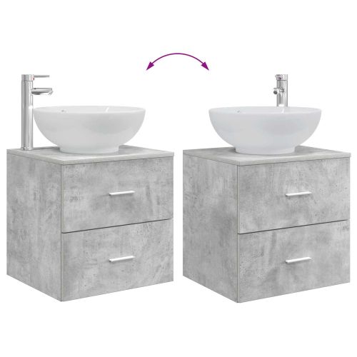 Комплект мебели за баня 2 pcs Бетонно сиво Инженерна дървесина