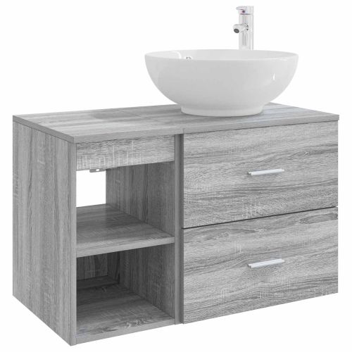 Комплект мебели за баня 2 pcs Сив Сонома Инженерна дървесина