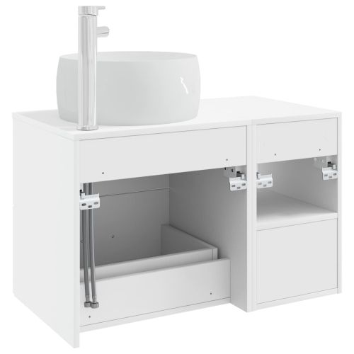 Комплект мебели за баня 2 pcs Бяло Инженерна дървесина