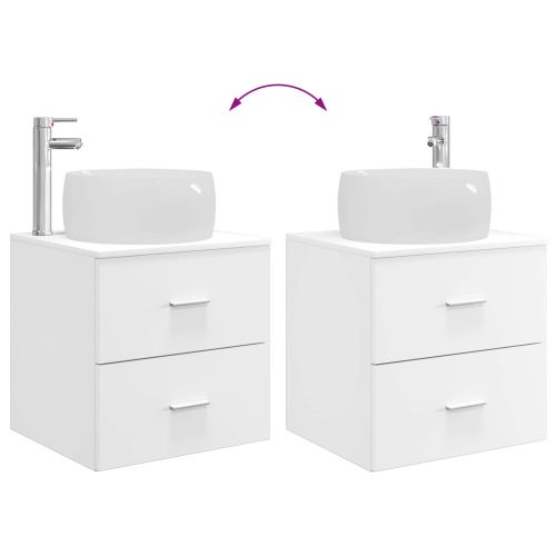 Комплект мебели за баня 2 pcs Бяло Инженерна дървесина