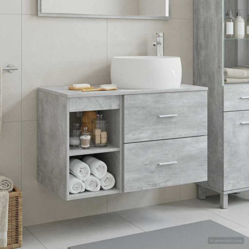 Комплект мебели за баня 2 pcs Бетонно сиво Инженерна дървесина